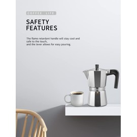 Yabano Stovetop Espresso Maker, 9 Cups Moka Coffee Pot Italian Espresso for Gas or Electric Ceramic Stovetop, Italian Coffee maker for Cappuccino or Latte