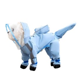 Harikaji Small Dog Raincoat, Tail Protect Feet Cover Waterproof Dog Rain Jacket for Puppy (Blue,XXL)
