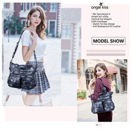 Angelkiss Purses Handbags for Women PU Tote Satchel Bags for Women Pockets Shoulder Bags… #3blue