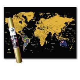 Global Walkabout Scratch Off Map with Flags background – Deluxe Travel Size World Map Poster – Countries and Facts – Travel Gift (Black)