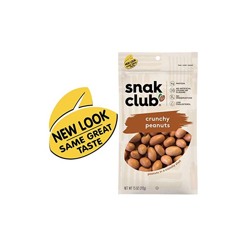 Snak Club Crunchy Peanuts, 7.5 Ounce (Pack of 6)