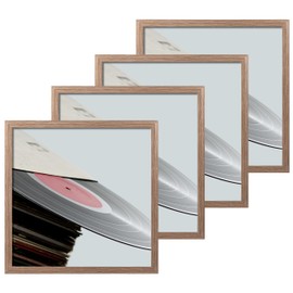eletecpro 12.5x12.5 Record Frame Rustic Brown Vinyl Frames Set of 4 Made of PVC with Acrylic Cover, Displays 12 Inch LP by Hanging, Lightweight and Sturdy Album Frames for Home Wall Decor