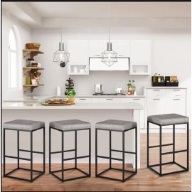 heugah 24''/30" Bar Stool 2sets Backless Counter Height PU Leather Bar Chairs mul-color - 30inch gray