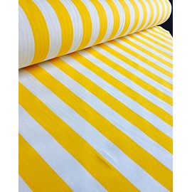 Yellow White Striped Fabric - Stripes Curtain Upholstery Material 140cm Wide (Sold by The metre)