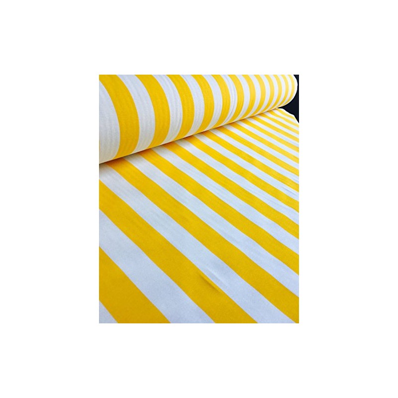 Yellow White Striped Fabric - Stripes Curtain Upholstery Material 140cm