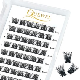 QUEWEL Individual Lashes DIY Cluster Lashes - Soft & Light Segmented Eyelashes For Makeup Home Use(Honey01-D-8mm)