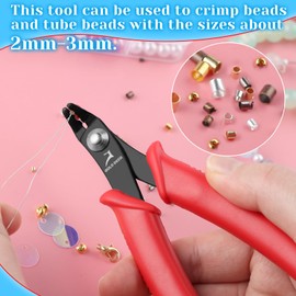 GOLD DEER Bead Crimping Tool Jewelry Crimper Pliers Micro Tube Beads Crimper 5 Inch with Spring Curved Head Jaw 2 Jewelry Crimping Tool Crimping Tool for 2mm & 3mm Beads Jewelry Making DIY Crafts