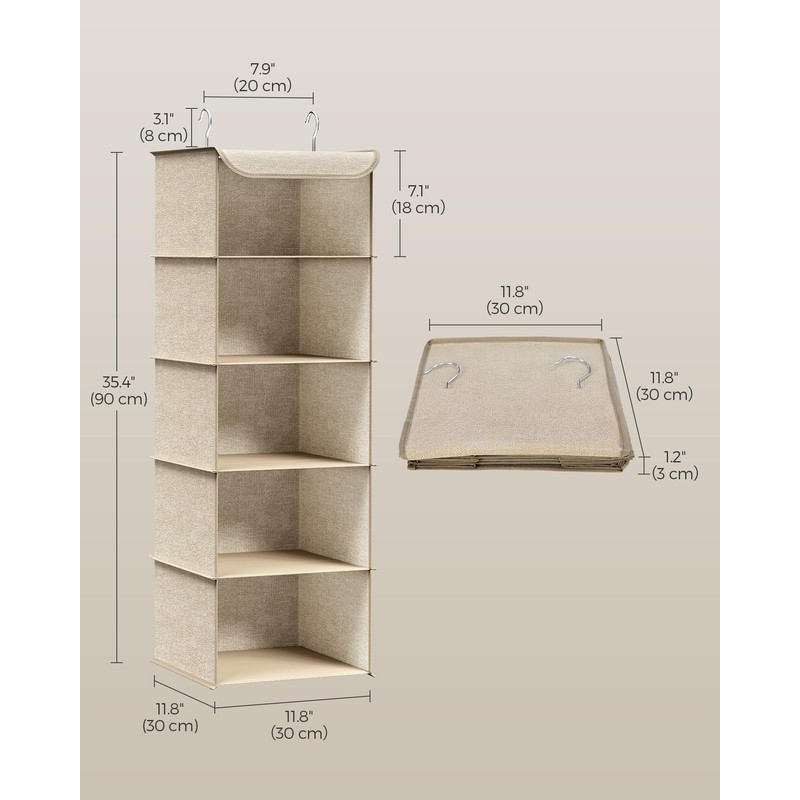 SONGMICS Hanging Closet Organizer, Hanging Storage Shelves, Hanging Closet Shelves,