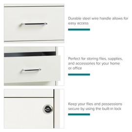 Hirsh Industries 18" Deep 4 Drawer Steel Mobile Storage Cabinet in Pearl White
