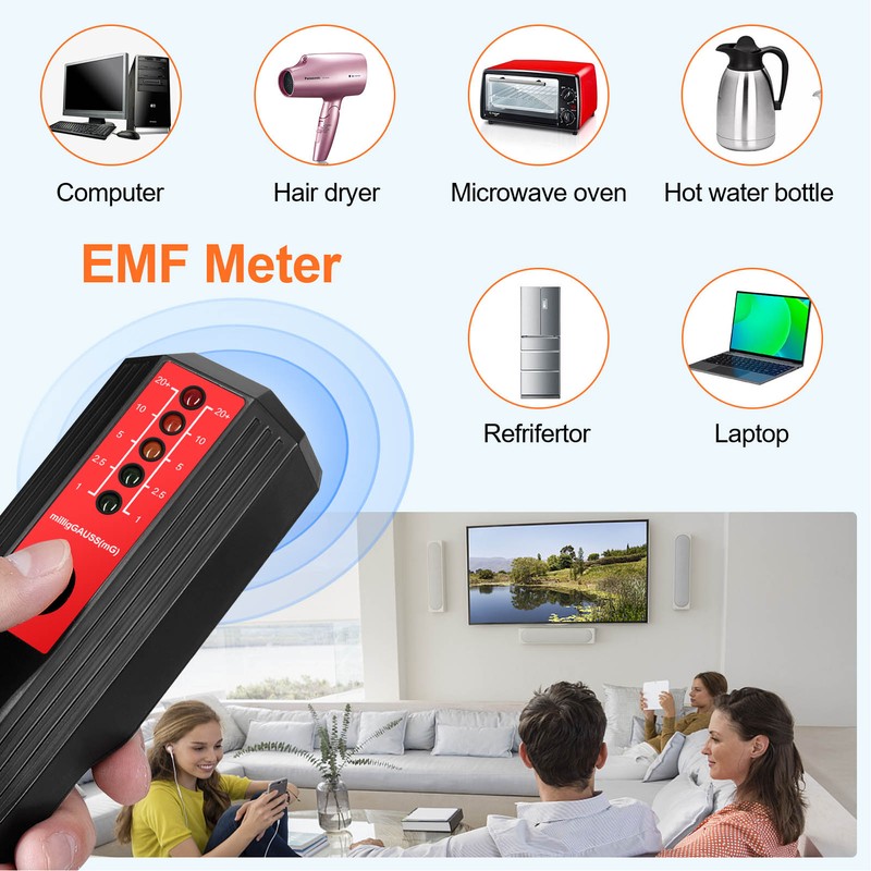 EMF Meter Magnetic Field Detector Electromagnetic Radiation Tester with 5