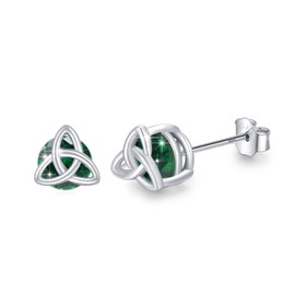ZIPPICE May Birthstone Earrings 925 Sterling Silver Celtic Knot Stud Earrings for Women Celtic Jewellery Women Birthday Jewellery Gifts for Women