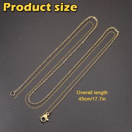 AKSIQIOL 10-Pack Gold Plated Necklace Chains,1.5mm Stainless Steel Cable Chain for Jewelry Making (18 Inches)