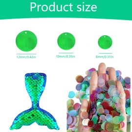 QIUMING 240 g 8 10 12 mm Large Sequins Flat Round Sequins Large Sequins Iridescent Smooth Sequins Glitter Sequins Loose for DIY Clothing Jewellery Knitting Arts Crafts (B)