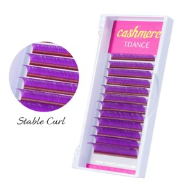 TDANCE Colored Lash Extensions Classic Lash Extensions Purple Lash Extensions 0.07mm C/D Curl Premium Silk Individual Lashes Salon Use (Purple,C-0.07,8-15mm)