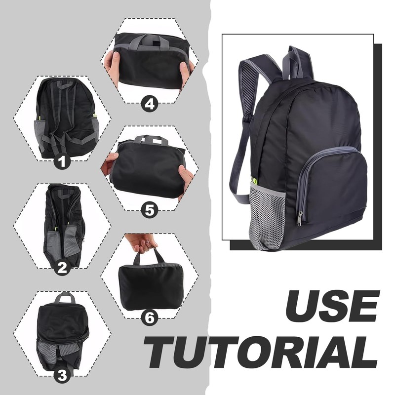 Foldable Backpack, Lightweight Small Backpack, Waterproof Small Backpacks, Space-Saving Pack,