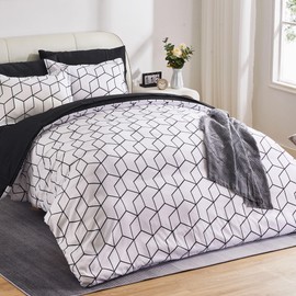 SLEEP ZONE Infinite Cube Printed Duvet Cover Queen Size with Zipper Closure & 8 Corner Ties, Soft Breathable All Seasons Comforter Cover Set 3 Pieces (Queen)