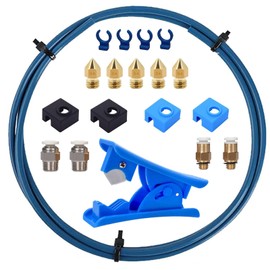 3D Printer Bowden Tube 1.75MM, 2M PTFE Tube Kit Filament Teflon Tube with PC4-M6 & PC4-M10 Pneumatic Fittings, Tube Cutter, MK8 Nozzles, Silicone Sleeves for 3D Printer Upgrade