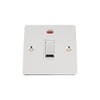 20A Double Pole Switch - Polished Chrome Flat - White