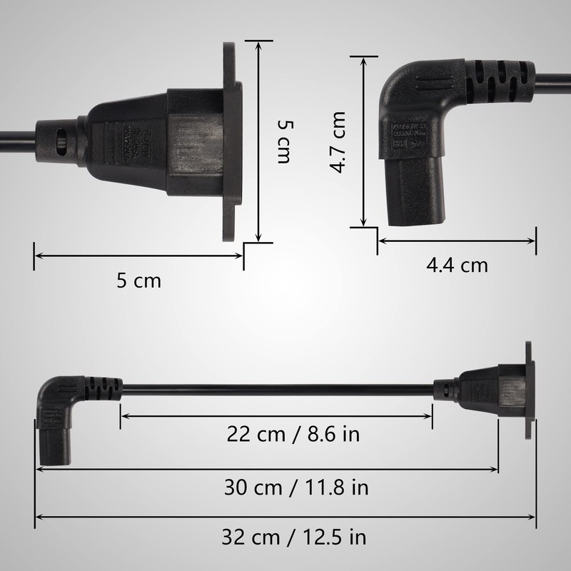 CERRXIAN 0.3m Down Angle C13 to C14 Panel Mount Power