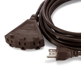 Holiday Lighting Outlet 25-Foot Brown Outdoor Extension Cord | Heavy-Duty Extension Cord for Appliances, Lawn Tools, & More | Triple-Tap Outlet Perfect for Landscape Projects