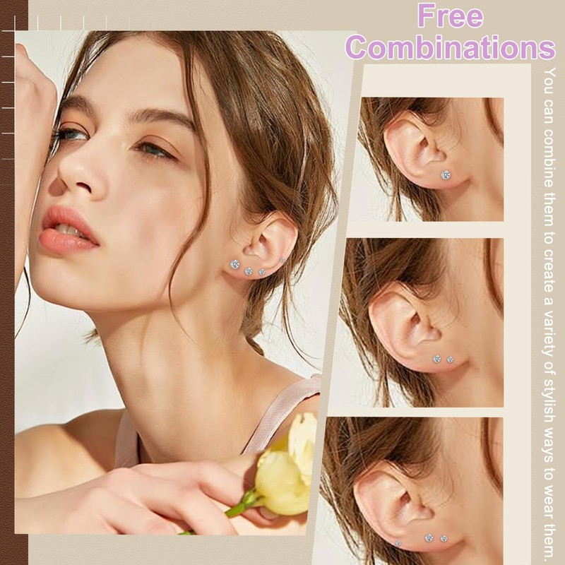 LOVME Earrings Studs Set for Women Men, Hypoallergenic 316L Stainless
