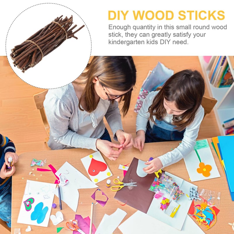 Didiseaon 50pcs DIY Wooden Sticks Craft Sticks 20cm Unfinished Natural