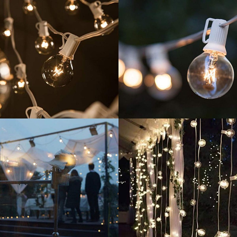 Romasaty 25FT String Lights, G40 Outdoor String Lights Edison Light