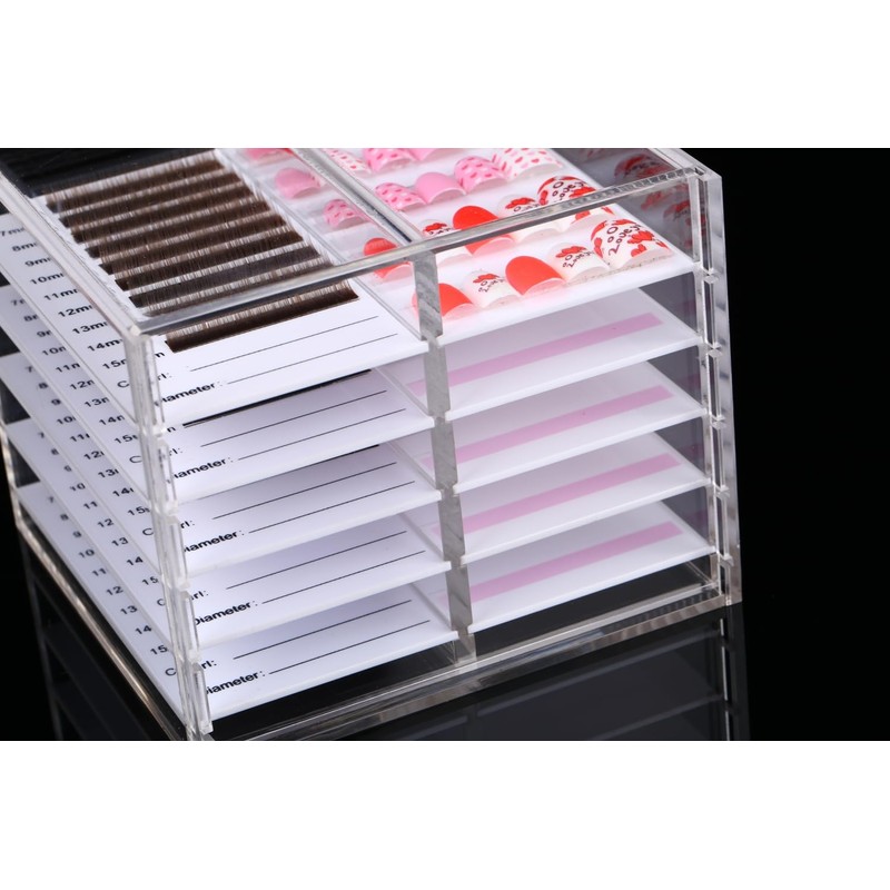 LIXIMMAZN 10 Layers Acrylic Lash&Nail Extensions Storage Organizer,Cosmetic Makeup Container