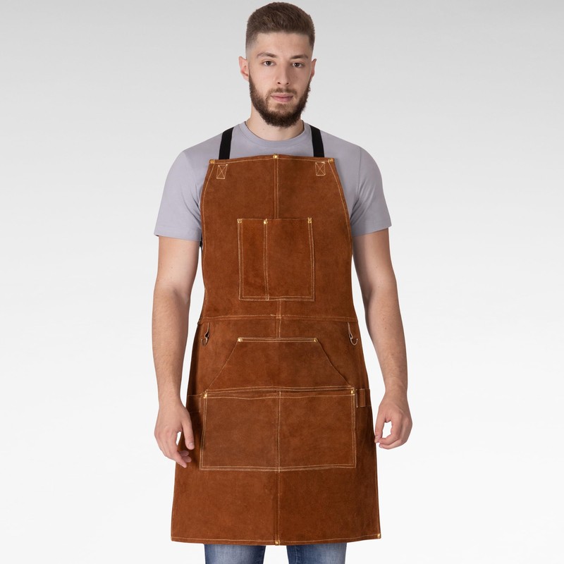 BWOLF Smith Welding Apron Leather Apron Heat Resistant and Flame