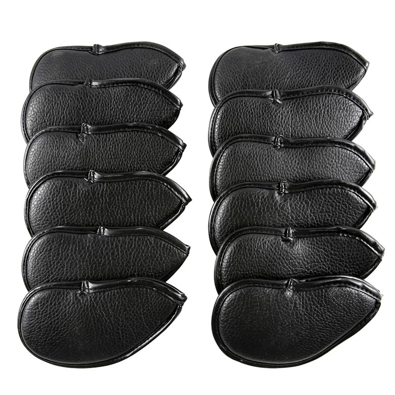 12 Pcs Golf Club Head Covers with Embroidered Labels, Leather