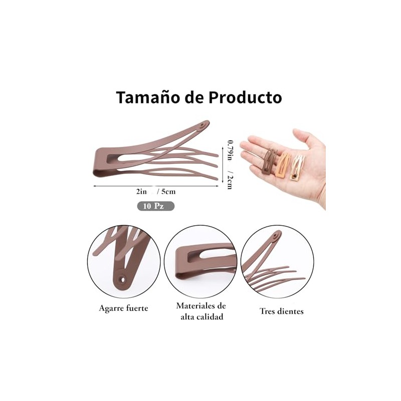 Triko Juego de 10 Broches Metálicos para el Cabello, Pinzas
