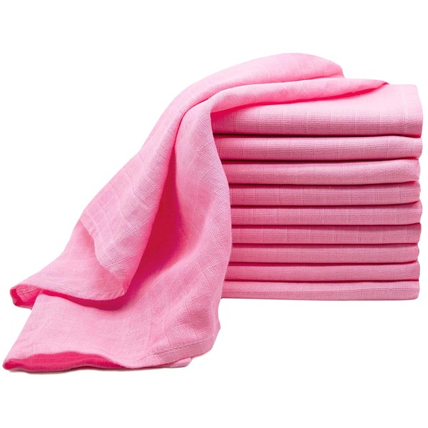 Newborn Essentials Muslin Squares Baby Muslin Cloths | Washcloths Baby Face Towel 100% Cotton Soft and Absorbent | Burp Cloths Swaddle Blanket Extra Large 70x70cm (Pack of 3, Pink)
