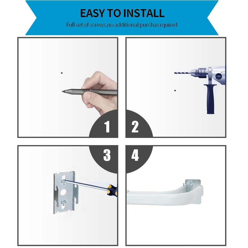 Kowibcl 4 Pcs Double Curtain Rod Bracket Hangers, Wall Mounted