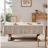 ZeeMart Grid Embroidered Rectangle Hemmed Tablecloths 52x70in, Taupe