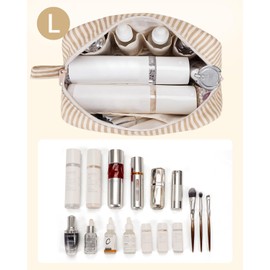 Large Makeup Bag Travel Toiletry Wash Bag Cosmetic Organizer Make Up Bags for Women (Light Stripe, Large)