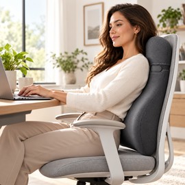 Memory Foam Lumbar Support Pillow for Office Chair, Ergonomic Backrest Cushion with Removable Cover for Comfortable Sitting and Reclining