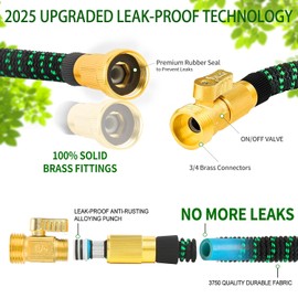 50 ft Expandable Garden Hoses -Ultra Flexible,Durable Collapsible Latex Cores& Solid Brass Fitting,No Kink-Free Expanding Garden Pipe Hoses -RV,Gardening Marine and Camper Water Garden Hose