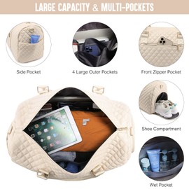 LOVEVOOK Women's Sports Bag Travel Bag, beige, casual