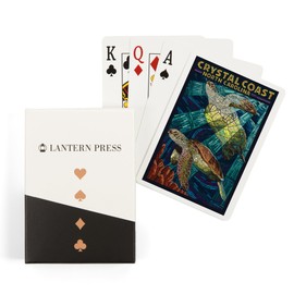 Lantern Press Crystal Coast, North Carolina, Sea Turtle Paper Mosaic (52 Playing Cards, Poker Size Card Deck with Jokers)