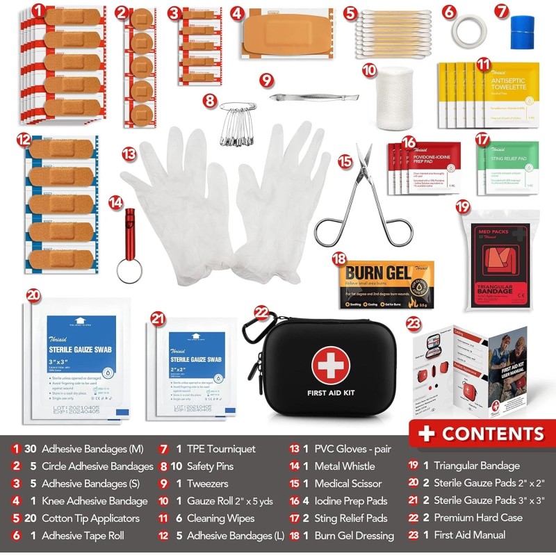Compact 100-Piece First Aid Kit in Waterproof Case - Ideal