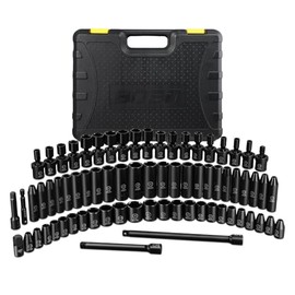 Boen Deep & Shallow Impact Socket Set 1/4 Inch Drive, SAE and Metric, 6-Point Deep & Shallow Kit Includes Universal Socket