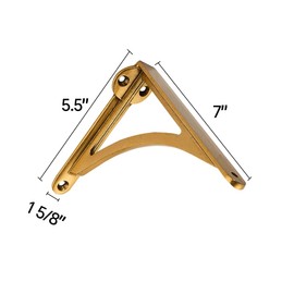 Khtumeware 100% Solid Brass Decorative Shelf Brackets, 7-inch Wall-Mounted Shelving Brackets, 2-Pack Antique Brass Vintage Metal Shelf Bracket Victorian Wall Bracket.