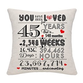 45th Birthday Gift Throw Pillow Covers for 45 Years Old Women Men Happy Birthday Presents Mom Dad Sister Friends Cousin Aunt Uncle Wife Husband Colleagues 45 Years Old Gift (45th Birthday)