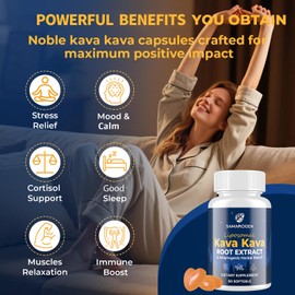 Samarogen Kava Kava Capsules Root Extract Supplement Liposomal 55% Kavalactones with Ashwagandha Chamomile Lemon Balm Passionflower for Relax & Good Sleep (120 Softgels)