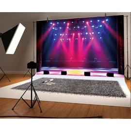 Leyiyi 10x6.5ft Stage Spotlight Backdrop Concert Live Plateform Banner Gloomy Night Scenic Background Superstar Drama Play Music Show Kids Birthday Adults Vlogger Portrait Studio Prop Vinyl Wallpaper