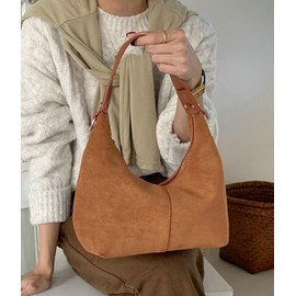 Suede Crescent Bag Women 2024 Retro Suede Slouchy Bag Fall Work Handbag Shoulder Bag Slouchy Tote Underarm Purse