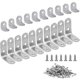 Angle Brackets 20PCS L Brackets, Stainless Steel Coner Bracket Small Shelf Brackets 0.79in/1.58in with Screws for Wood Shelves Bracing Repairing304 Stainless Steel