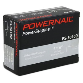 Powernail PS5010D 20 Gauge 1/2 Inch Crown 5/16 Inch Length Divergent Point Collated Galvanized Staples (Case 100,000)