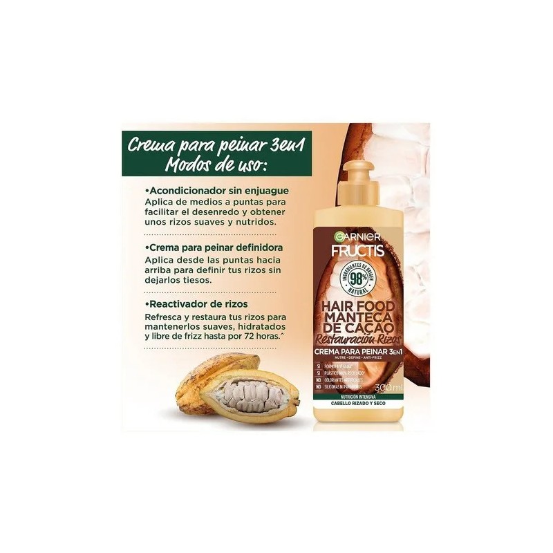 Fructis Hair Food Cacao Crema Para Peinar 300 Ml