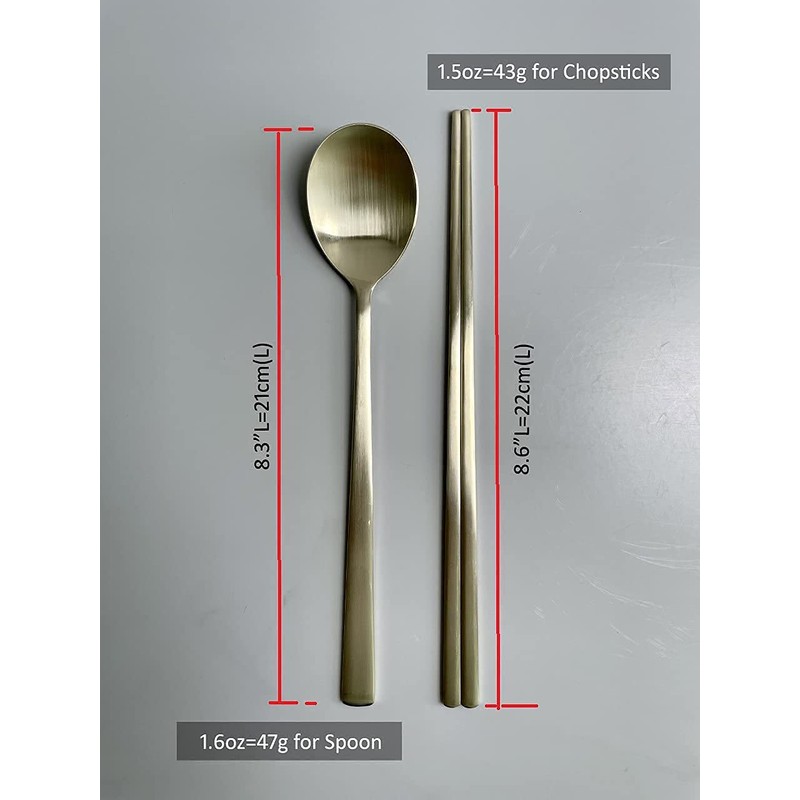 cozymomdeco Korean Made Traditional Utensil Flatware Simple Design Gold Color